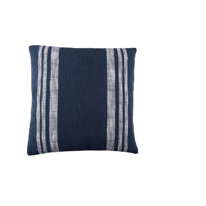 18" x 18" Morgan Deep Navy Woven Striped Throw Pillow