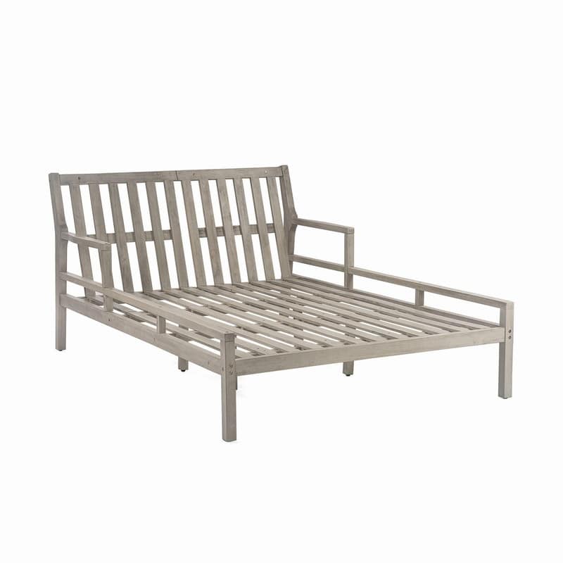 Acacia Wood Double Patio Lounge Chaise Outdoor Daybed with Cushions