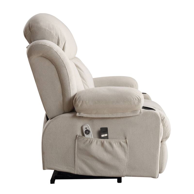 Velvet Power Lift Recliner Chair with Heat & Massage, Electric Recliner Chair with USB Port, Remote Control & Side Pocket