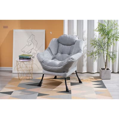 Lazy Sofa Chair with Soft Cushion and Side Pocket for Relaxation