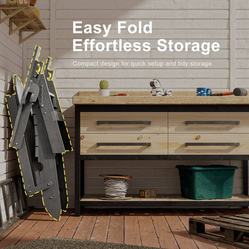 3-Position Adjustable Folding Adirondack Chair W/ Ottoman for Outdoor