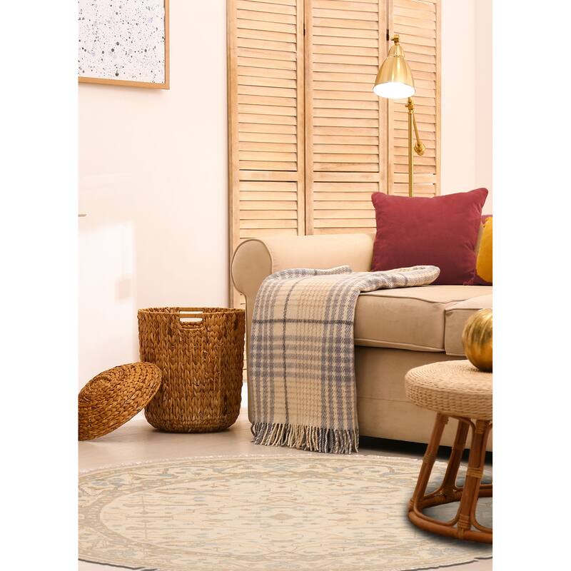 ECARPETGALLERY Hand-knotted Royal Oushak Cream Wool Rug - 5'11 x 5'11