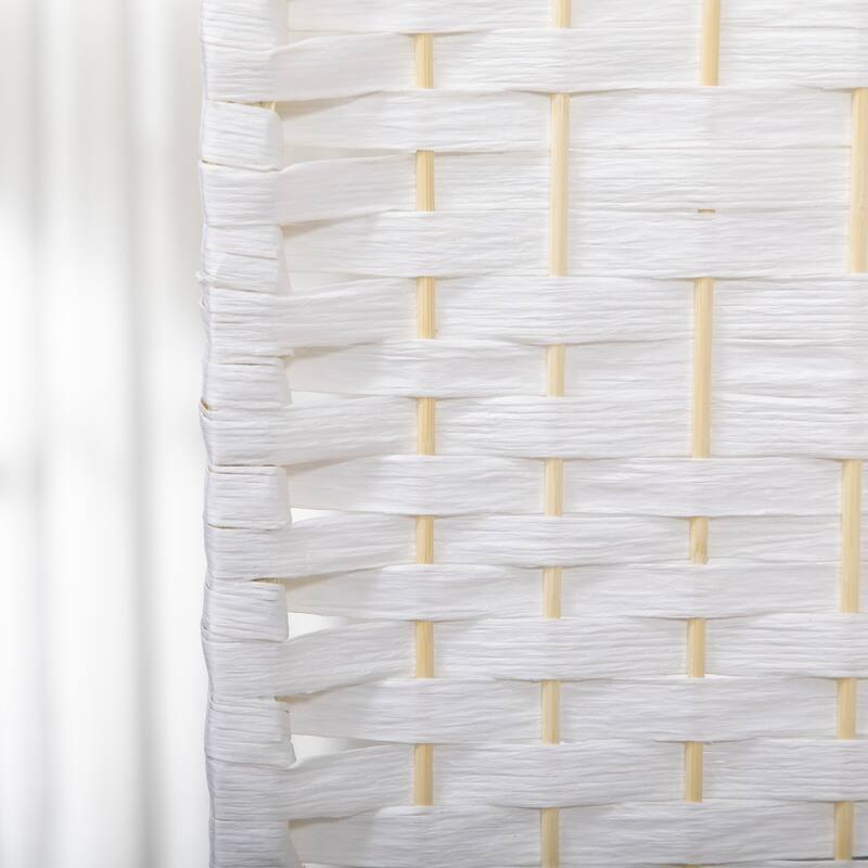 4 Panel Room Divider, Folding Privacy Screen, 5.6' Room Separator, Wave Fiber Freestanding Partition Wall Divider