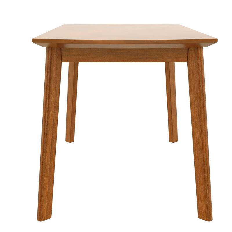 5 Piece Solid Wood Dining Table Set, 4 Upholstered Chairs with Ergonomically Curved Backs