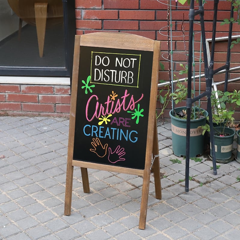 Chalkboard A Board Magnetic A Frame Blackboard Sandwich Board Brown - 35"W x 17" H