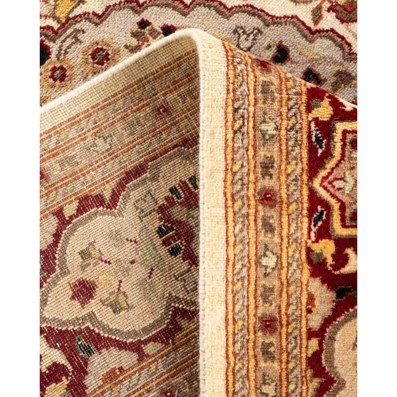 Overton Hand Knotted Wool Traditional Oriental Ivory Area Rug - 6' x 9'