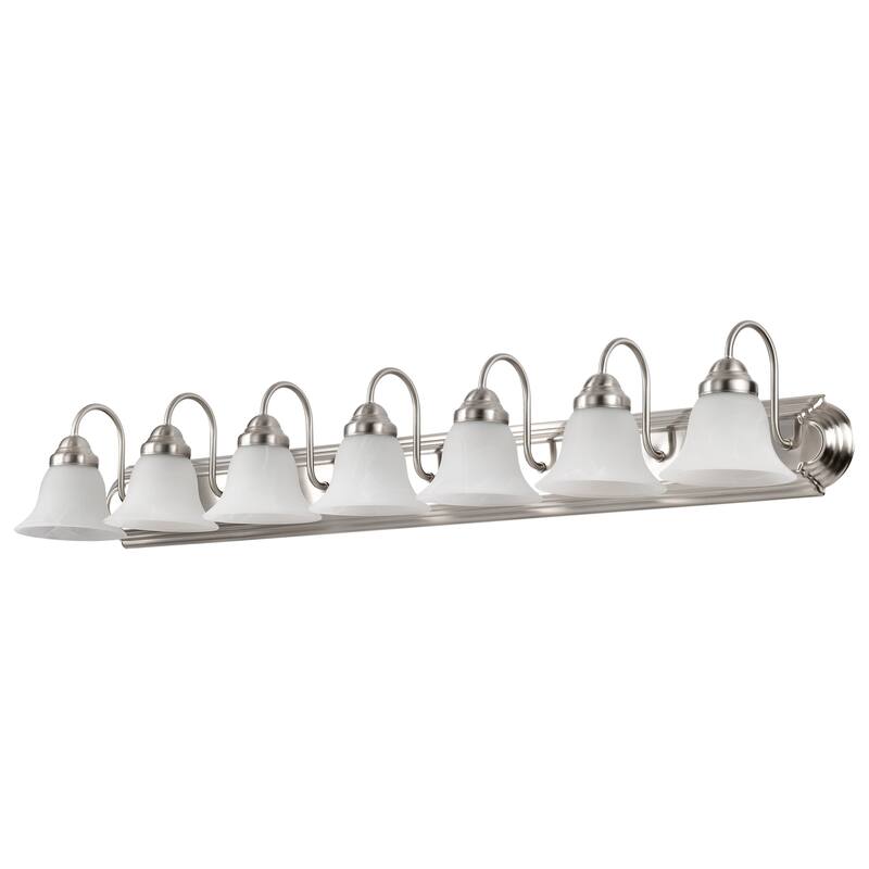 Ballerina 7 Light 48 In. Vanity with Alabaster Glass Bell Shades