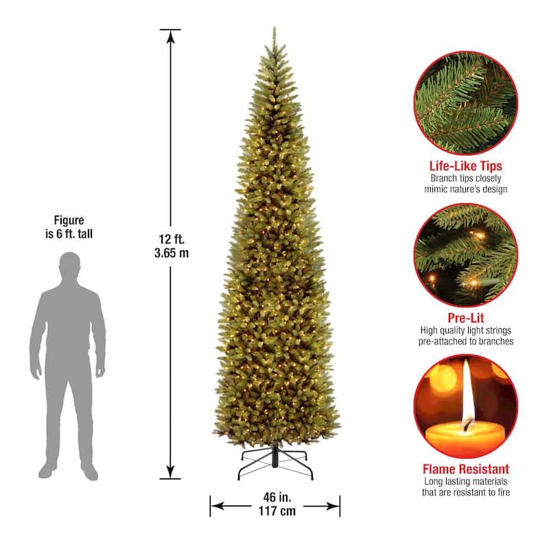 National Tree Company 14 ft. Kingswood Pre-Lit Pencil Slim Christmas Tree - 15 Foot