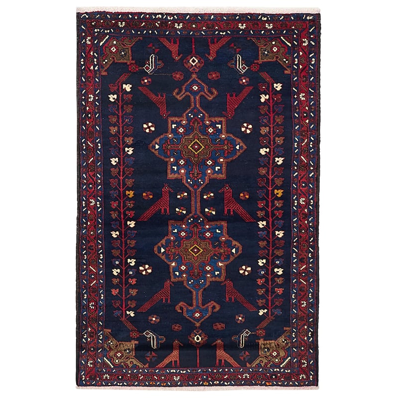 ECARPETGALLERY Hand-knotted Anadol Dark Navy Wool Rug - 4'3 x 6'9