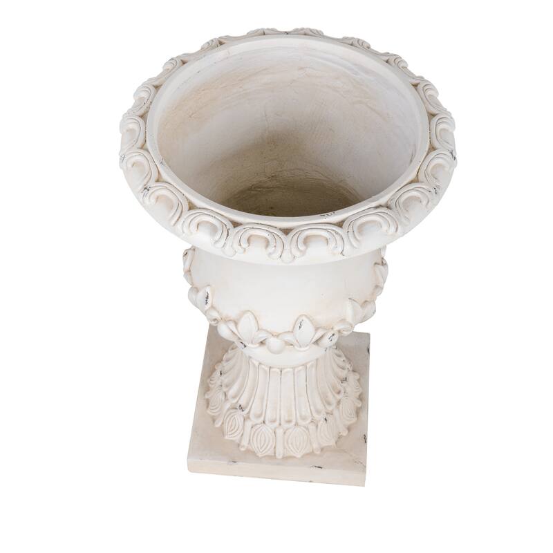 Christopher Knight Home - Classical 24.8"H Outdoor Pedestal Urn Planter with Fleur-de-Lis Design