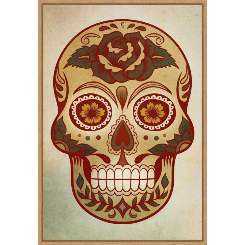 Amanti Art Day of the Dead Skull I Framed Canvas Wall Art
