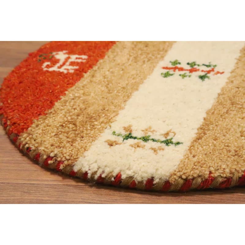 Hand Knotted Oriental 100% Wool Carpet Tribal Animal Pictorial Multi-Colored Gabbeh Area Rug - 1' 4'' X 1' 4''
