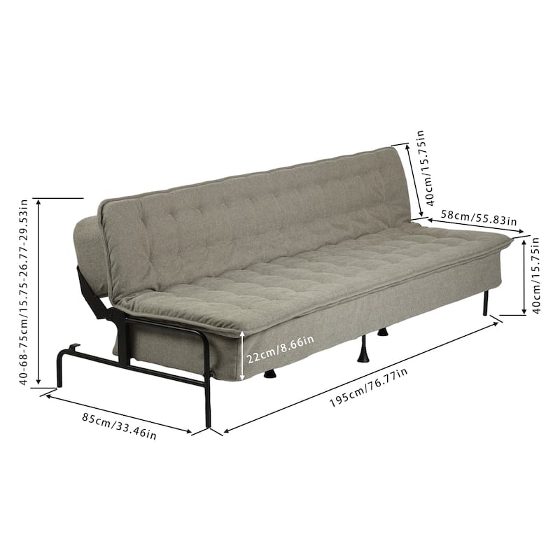 HOMYLIN Convertible Tufted Sofa Bed with Adjustable Back & Metal Frame