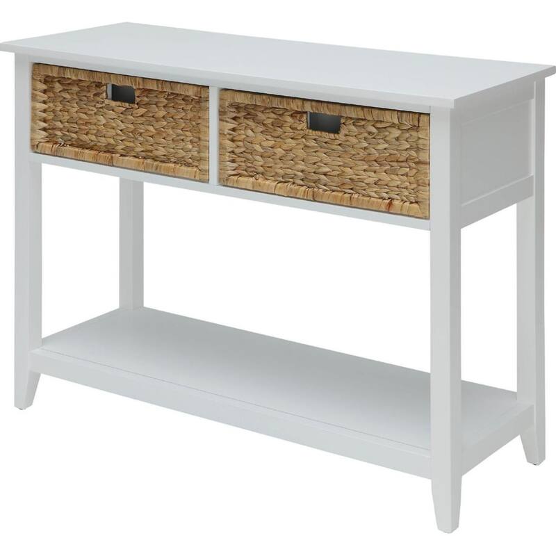44” Entryway Console Table with Rustic Finish and 2 Drawers Solid Wood and Shelf for Hallway - 44”L x 16”W x 28”H