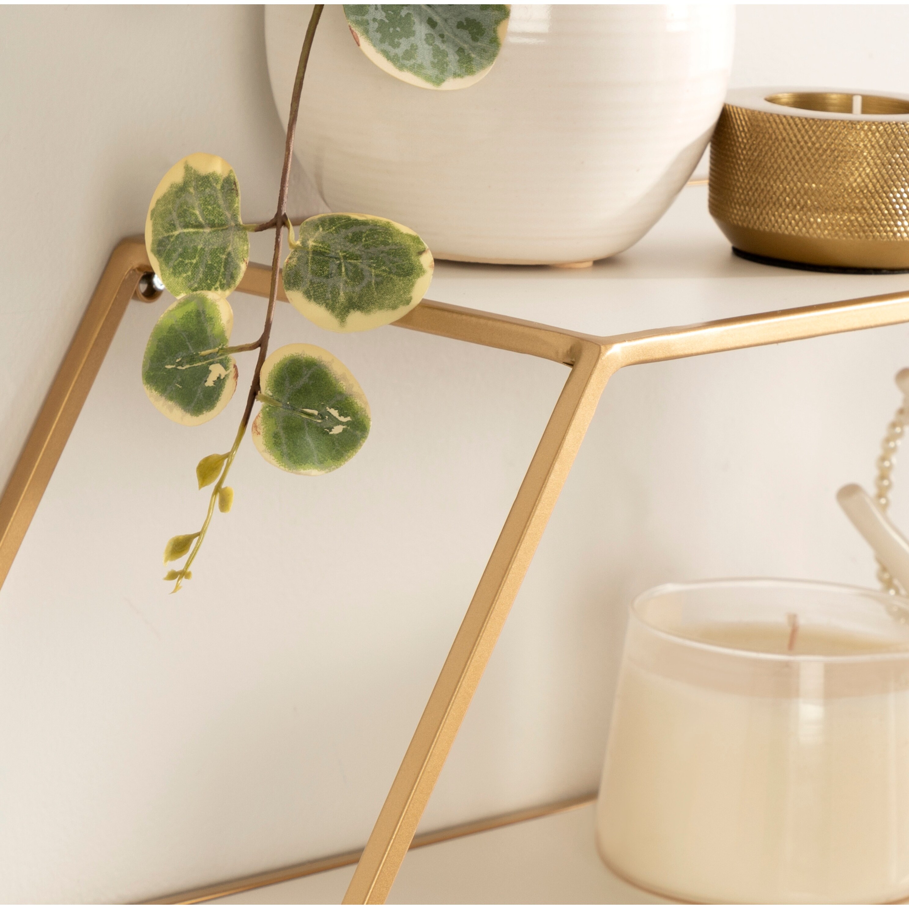 Kate and Laurel Lintz Hexagon Wall Mirror Shelves - Overstock