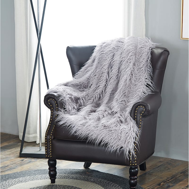 Karenne Shaggy Fauxfur Throw Blanket