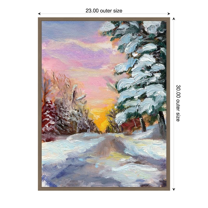 Sunset in Winter by Sandra Iafrate Framed Canvas Wall Art Print - Sylvie Dark Gold - 23 x 30 in