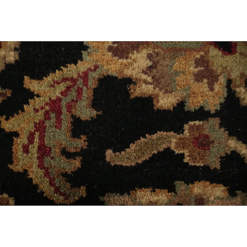 Hand Knotted Oriental 100% Wool Carpet Traditional Floral Black Agra Area Rug - 8' 4'' X 5' 5''