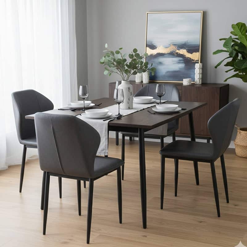 Mosaic Modern Upholstered Fabric Dining Chair with Metal Legs by LeisureMod