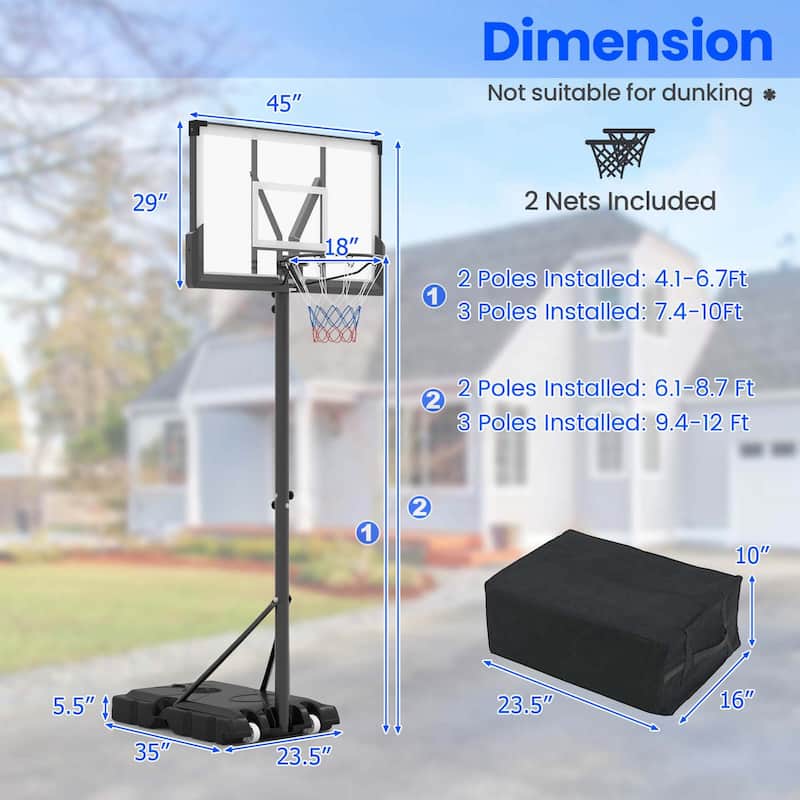 Basketball Hoop Outdoor Height Adjustable Basketball Goal System