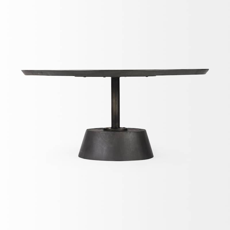 Maxwell Dark Brown Wood w/Black Metal Pedestal Round Side Table
