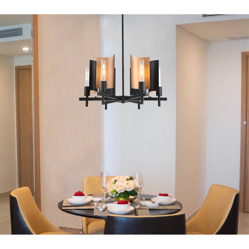Westinghouse Lighting Sirino Six-Light Indoor Chandelier, Matte Black Finish with Metallic Bronze Accents