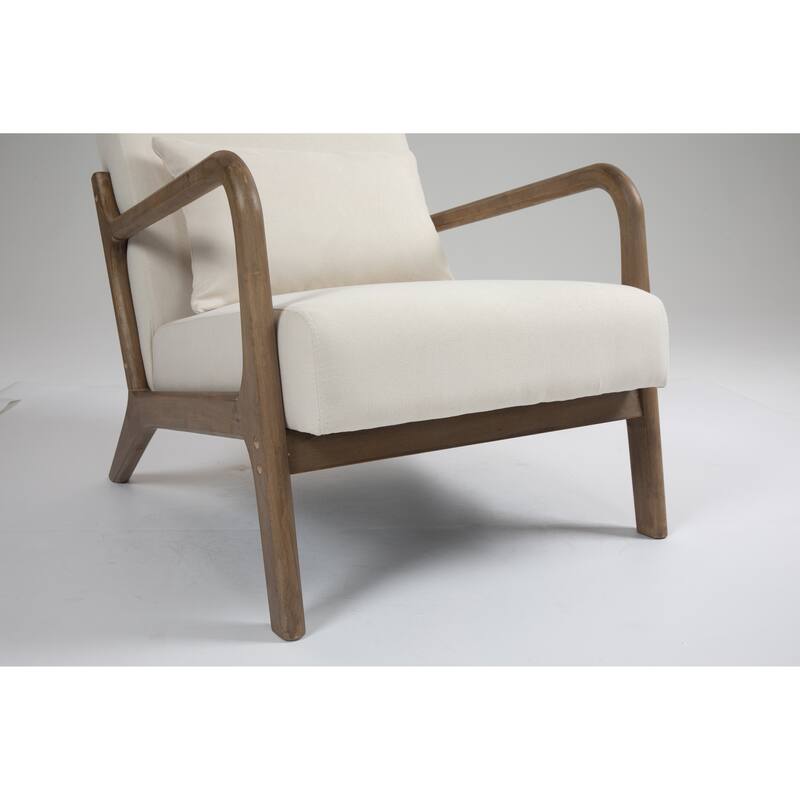 White+Oak Velvet Modern Upholstered Accent Chair with Natural Wooden Frame for Living Room