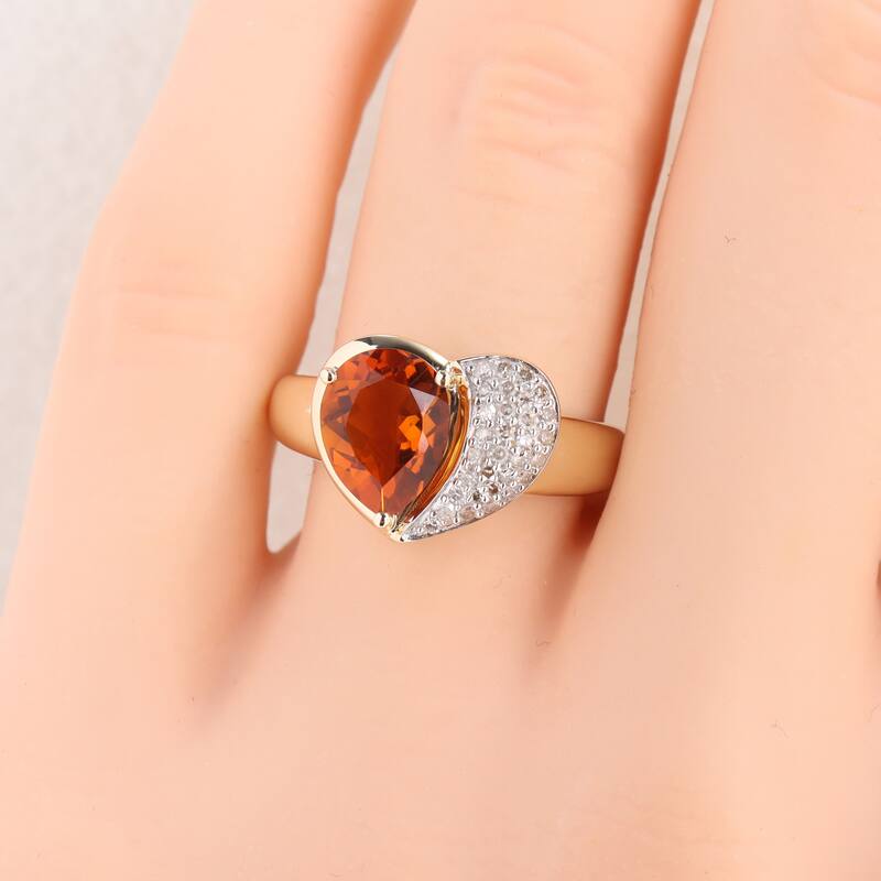 Miadora Gemstone and 1/7ct TDW Diamond Heart Ring in 10k Gold