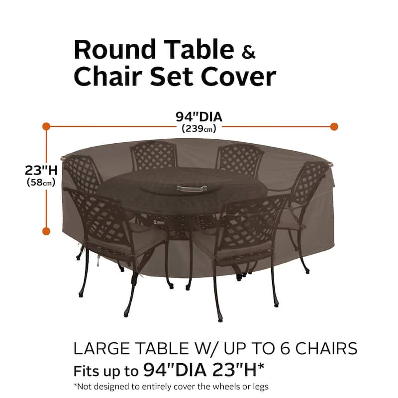 Classic Accessories Madrona Waterproof 94 Inch Round Patio Table & Chair Set Cover