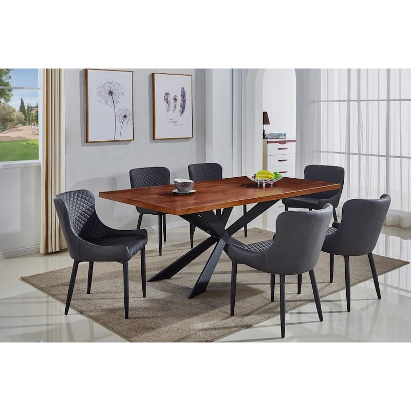 PU Leather Dining Chair with Tufted Seat and Back, Set of 4