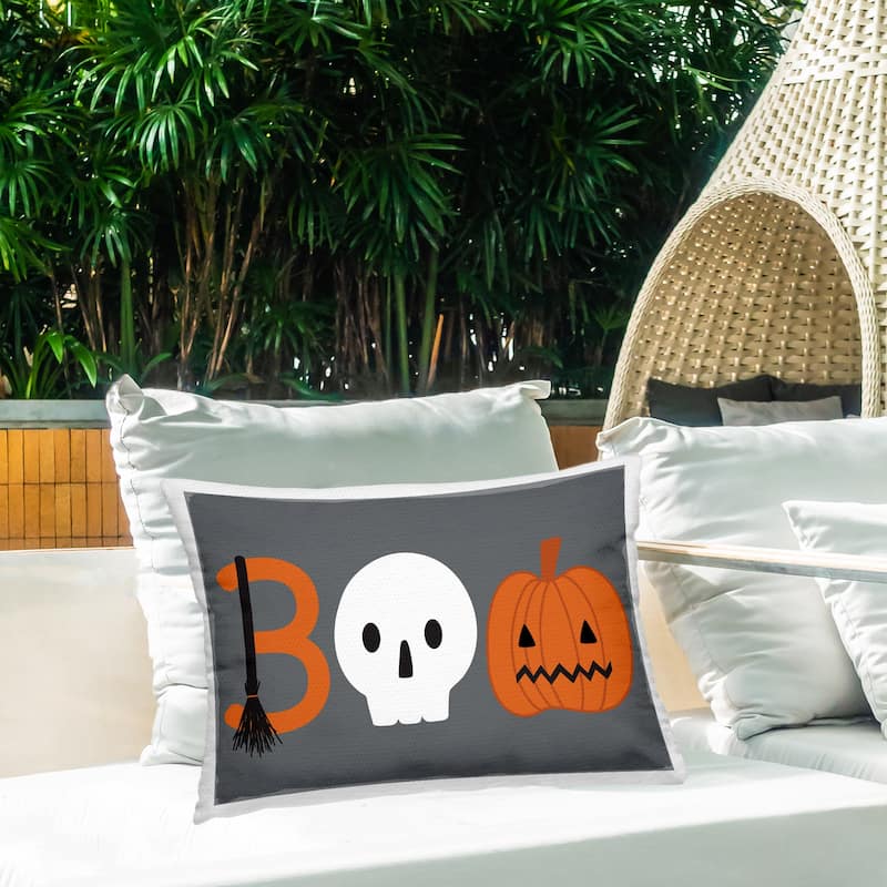 Stupell Boo Halloween Fun Typography Printed Outdoor Throw Pillow Design by Sazerelli Designs