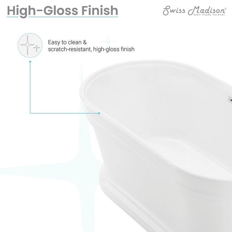 Santorini 60" Freestanding Tub Glossy White - 59.5x29.5 Center