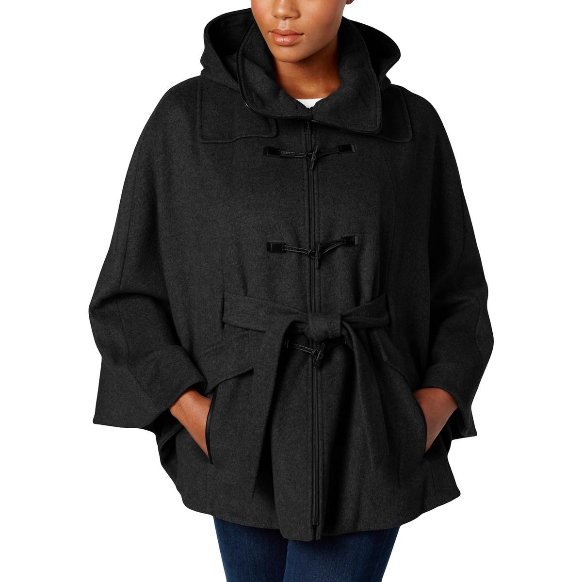Shop Calvin Klein Womens Cape Coat Hooded Cape S M Overstock