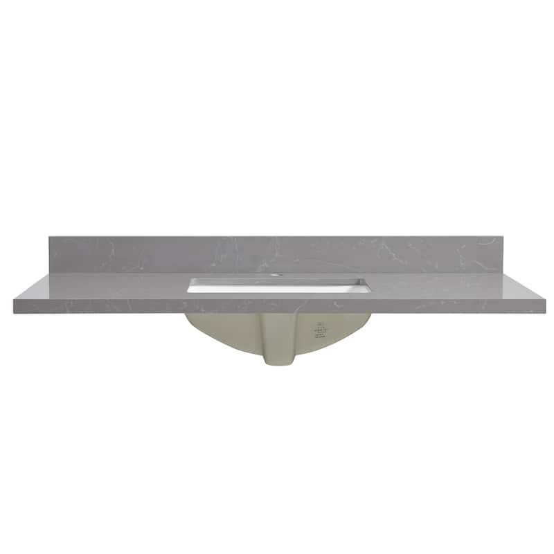 Malaga Composite Stone Vanity Top with White Rectangular Sink