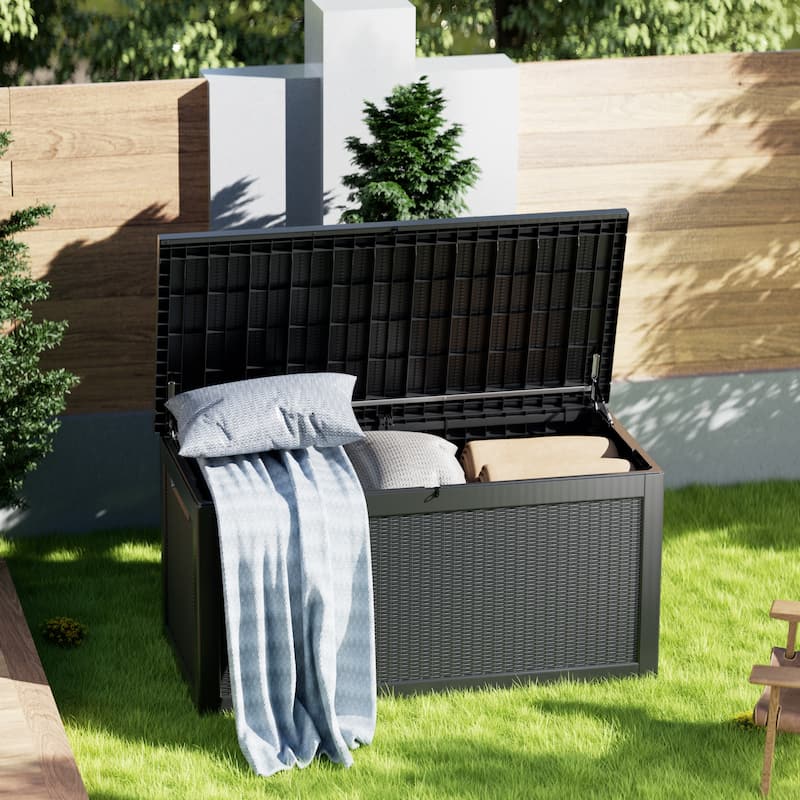 260 Gal. Resin Outdoor Patio Storage Deck Box - Black