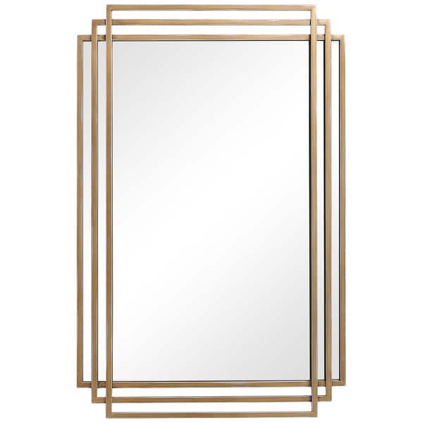 slide 1 of 1, 3' Distressed Gold Furniture Uttermost Amherst Brushed Mirror