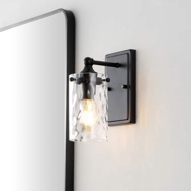 SAFAVIEH Lighting Jobie 7-inch Glass Shade Wall Sconce with Bulbs (Set of 2) - 7 in. W x 4.5 in. D x 9.5 in. H