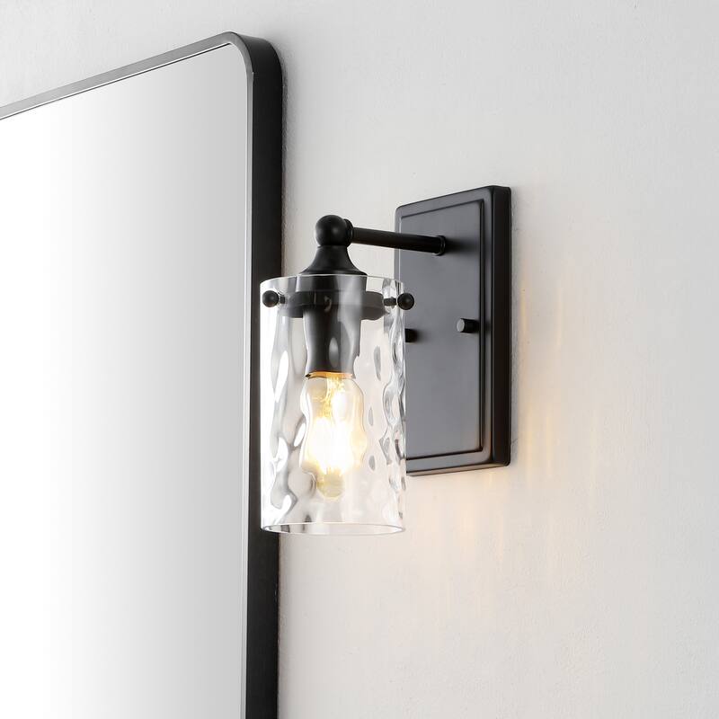 SAFAVIEH Lighting Raphy 7-inch Glass Shade Wall Sconce with Bulbs (Set of 2) - 7 In. W x 4.5 In. D x 9.5 In. H - 7Wx5Dx10H