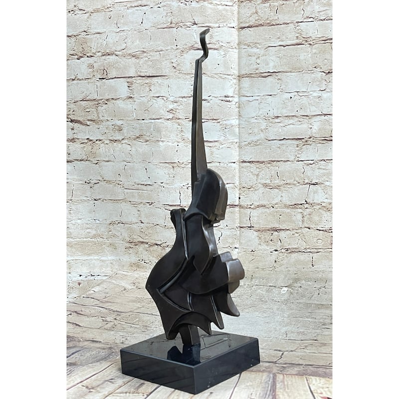 Salvador Dali Abstract Surrealism Modern Art Guitar Bronze Sculpture Statue
