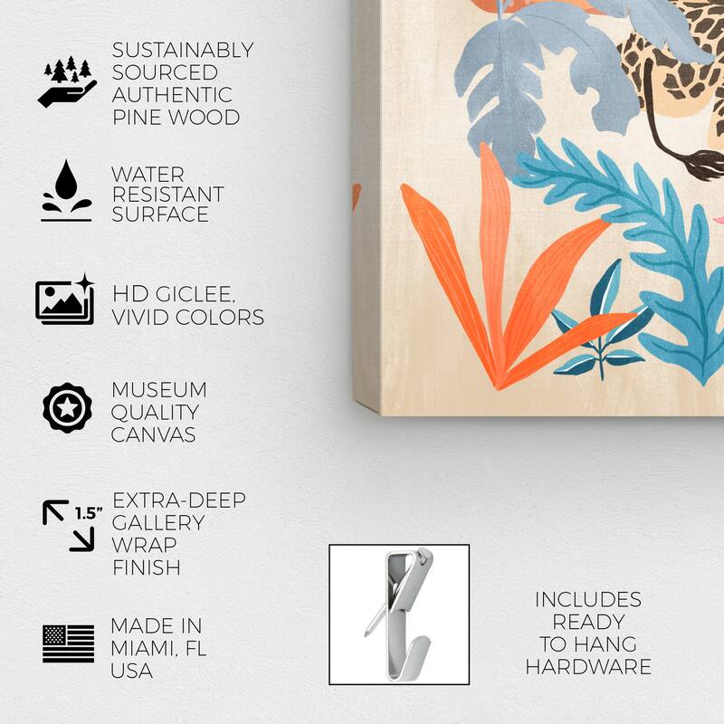 Wynwood Studio Canvas Animals Foliage Giraffe Blue and Teal Modern & Contemporary Wall Art Canvas Print