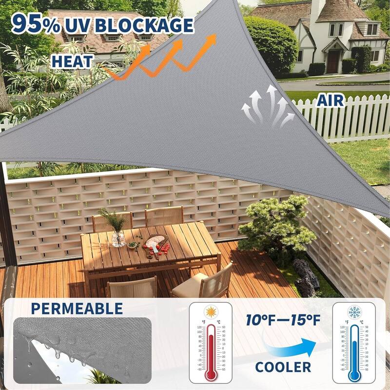 12'X12'X12' Triangle Sun Shade Sail Shade Cloth, Sunshade for Patio, Backyard, Deck, Garden, Sand