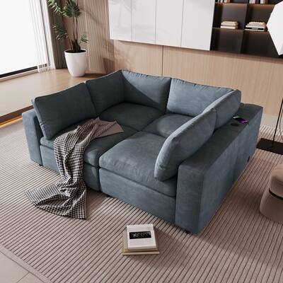 4-Seater Modular Sofa with Wireless Charging and Bluetooth Speakers