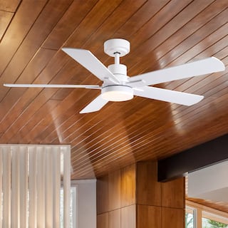52" White Lowe Profile Ceiling Fan with Light