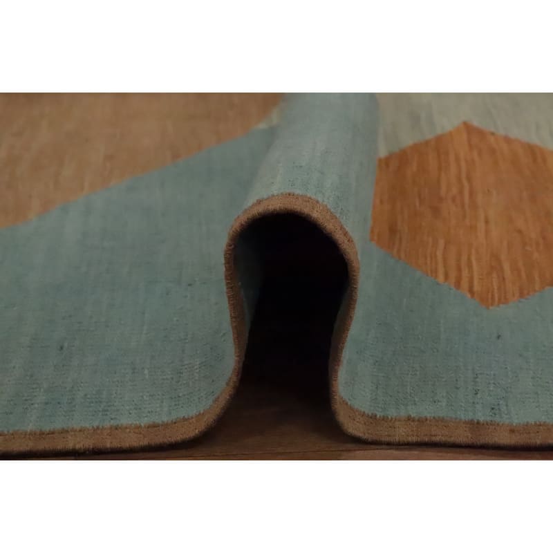 Hand Woven Oriental 100% Wool Carpet Southwestern Modern Multi-Colored Kilim Runner Rug - 9' 10'' X 2' 7''