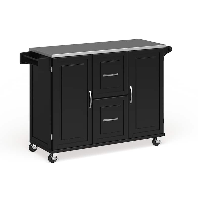 Homestyles Dolly Madison Wood Kitchen Cart with Stainless Steel Top - Black