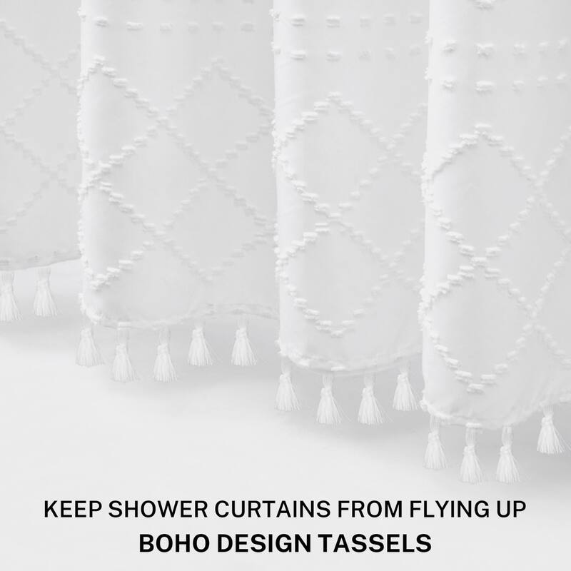 No Hook Shower Curtain, Microfiber, White, Waterproof, Magnets, 72x72