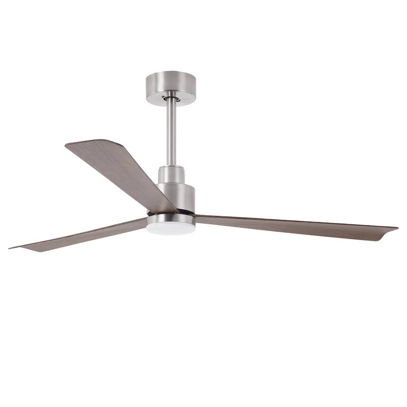 52" Brushed Nickel ABS 3-Blade Dimmable Ceiling Fan with Light and Remote