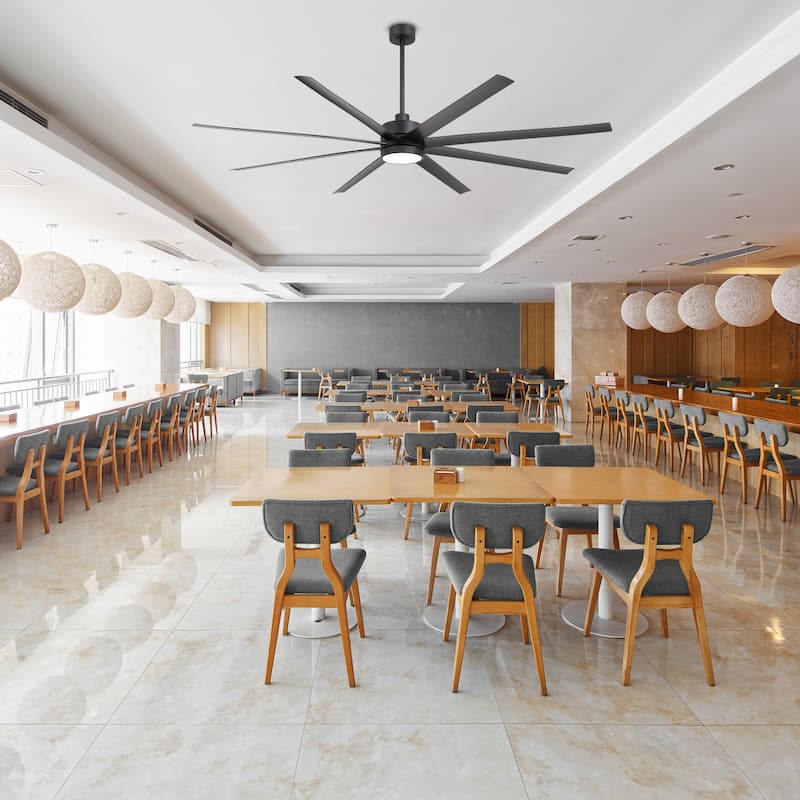 Large 84-inch Industrial LED Ceiling Fan with Light and Remote(8-Blade) - Matte Black - Remote