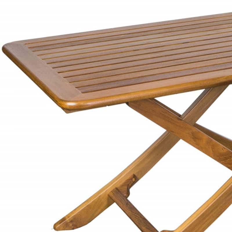 HomeRoots 43" Brown Solid Wood Folding Outdoor Picnic Table