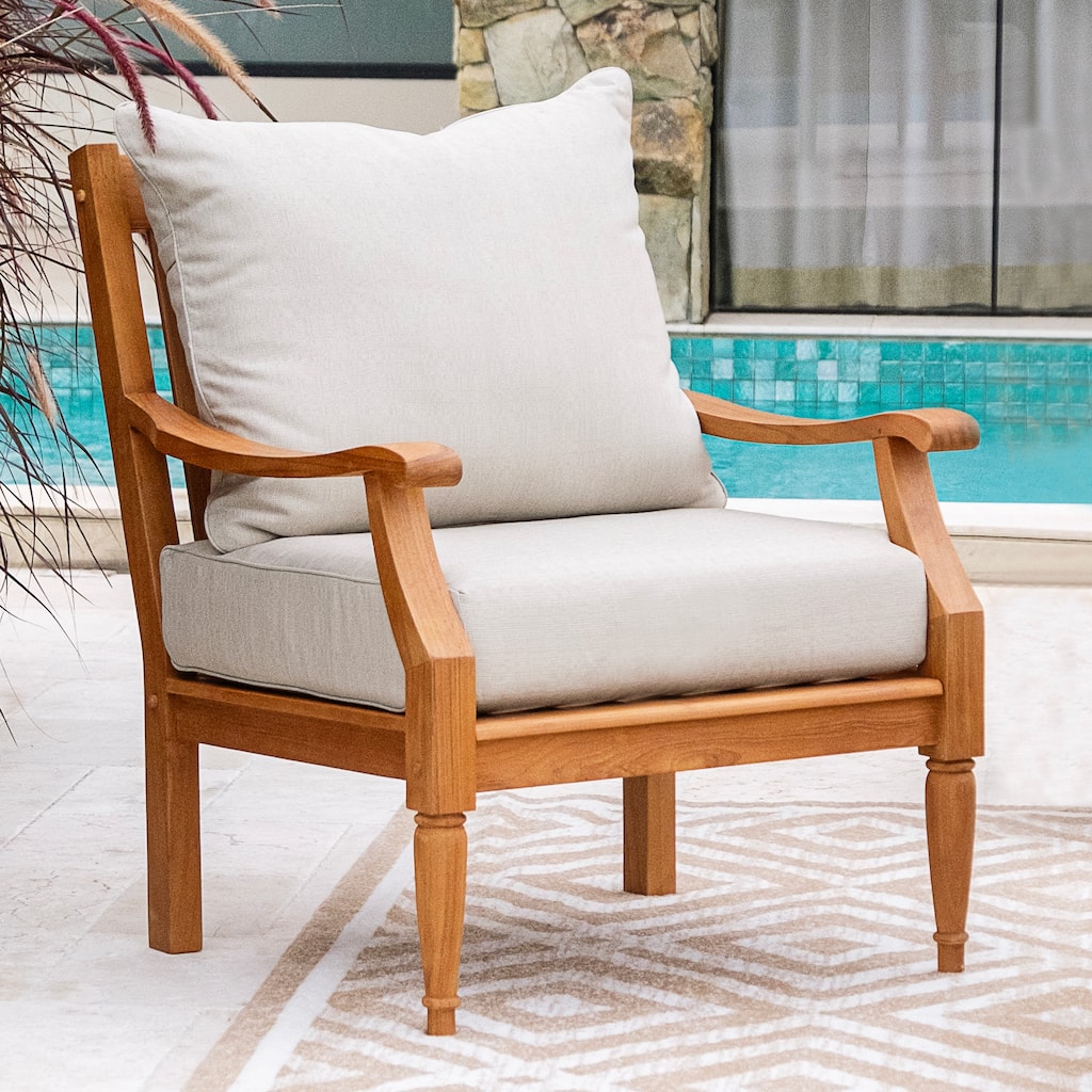 Cambridge Casual Livingston Teak Outdoor Club Chair with Cushion